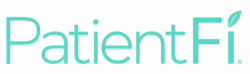 The PatientFi logo features the word PatientFi in teal-blue text, with a leaf accent on the letter i in Fi, making it a recognizable symbol for SunCoast patients and Dr. Chaudhari in Houston.